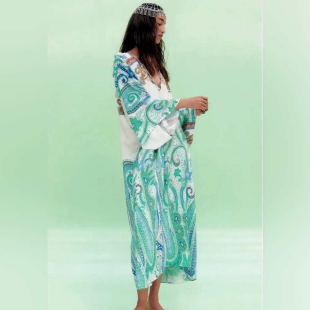 Zara Boho Paisley Caftan NWT Size M